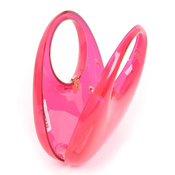 BNWT Brand New Hot Pink Molded Acrylic Top Handle Clutch Bag Crossbody Bag - Picture 3 of 6